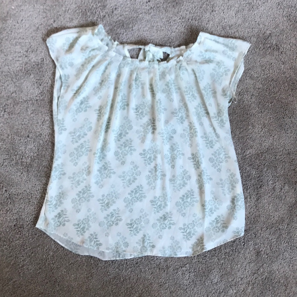 Lauren Conrad Mint Floral Blouse